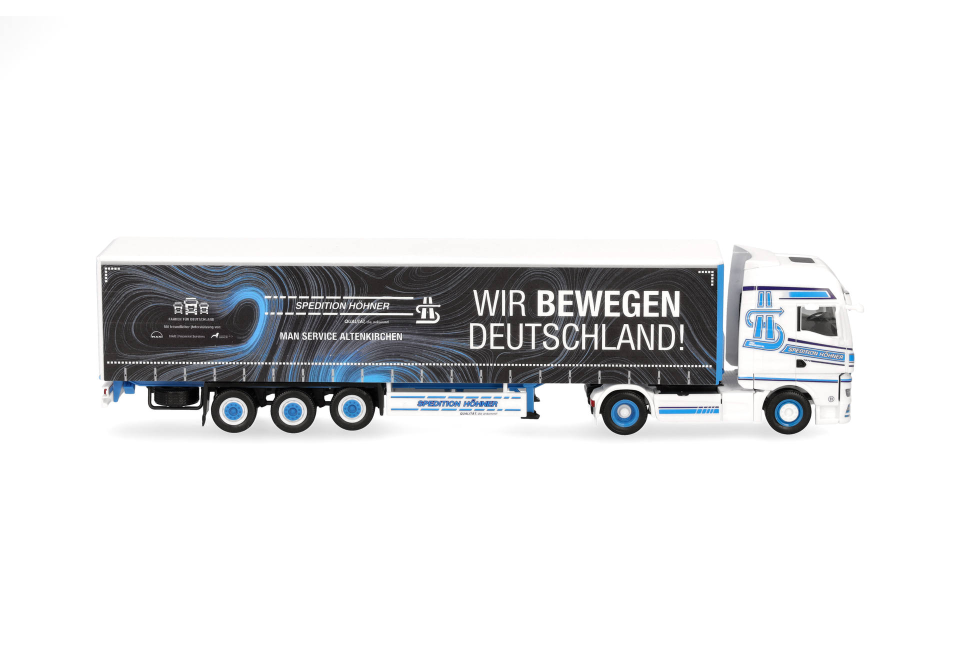 truck, trailer, cargo, semi, blue-white, truck, trailer, delivery, semi, articulated