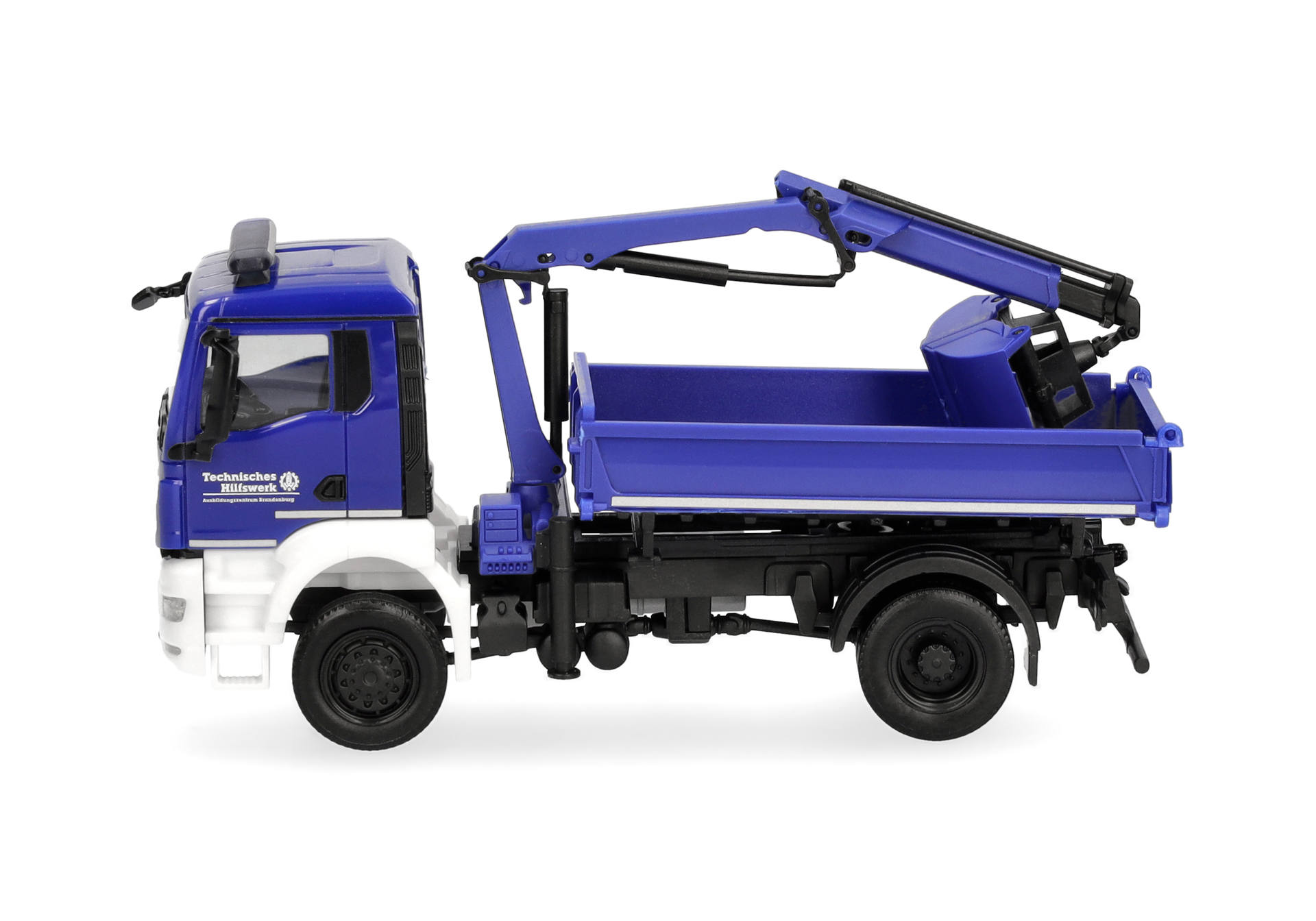 MAN TGS NN three way dumper with crane, 2axles, "THW Brandenburg"