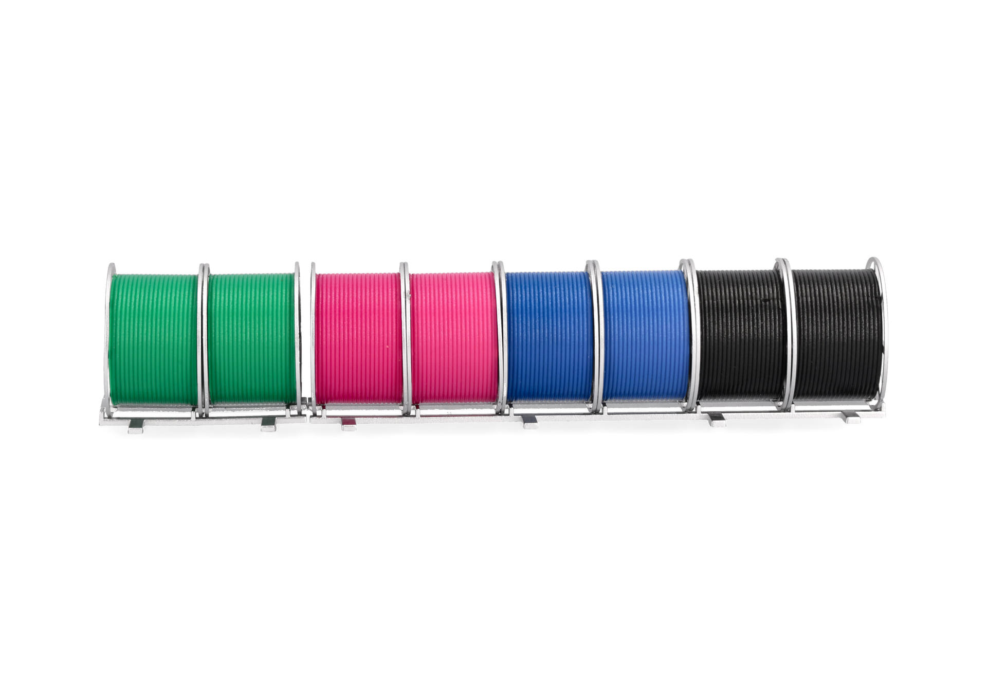 thread spool, colored thread, spool rack, variegated thread, plastic-coated thread