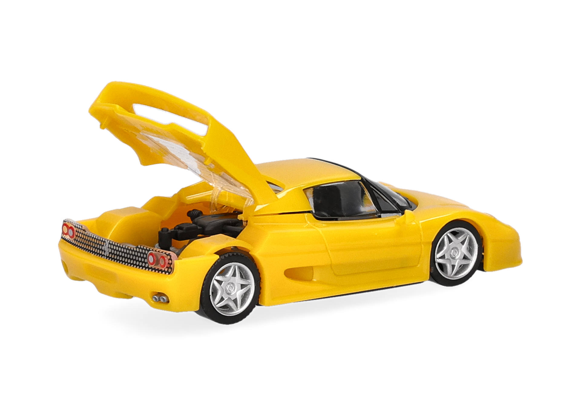 toy car, yellow, sports car, open hood, model car, toy car, yellow, sports car, open hood, rear spoiler