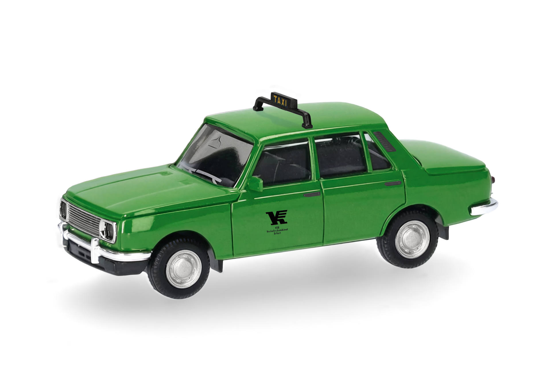 taxi, green car, sedan, roof sign, toy model