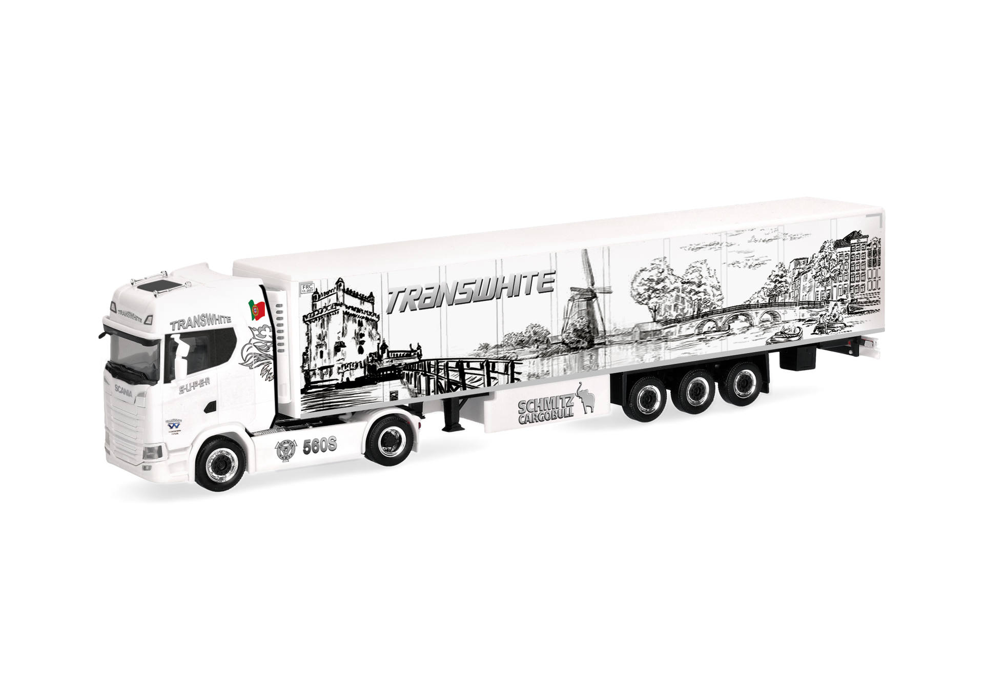 truck, model truck, semi trailer, graphic design, white color