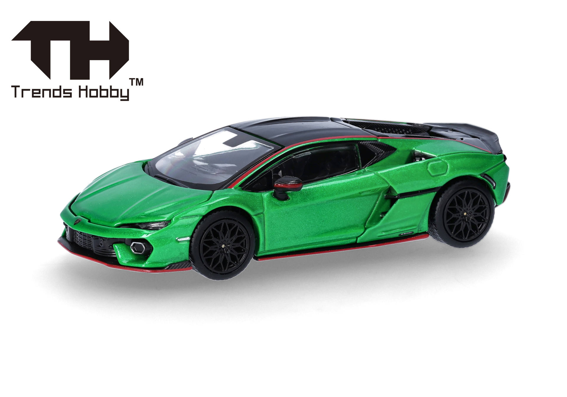 grünes Auto, Sportwagen, Diecast-Modell, Lamborghini, Motordetail, grünes Auto, Sportwagen, Modelauto, Likche Dach, Wiegenmodell, grüner Wagen, Sportwagen, Gussmodell, Maßstab, Gummi-Reifen