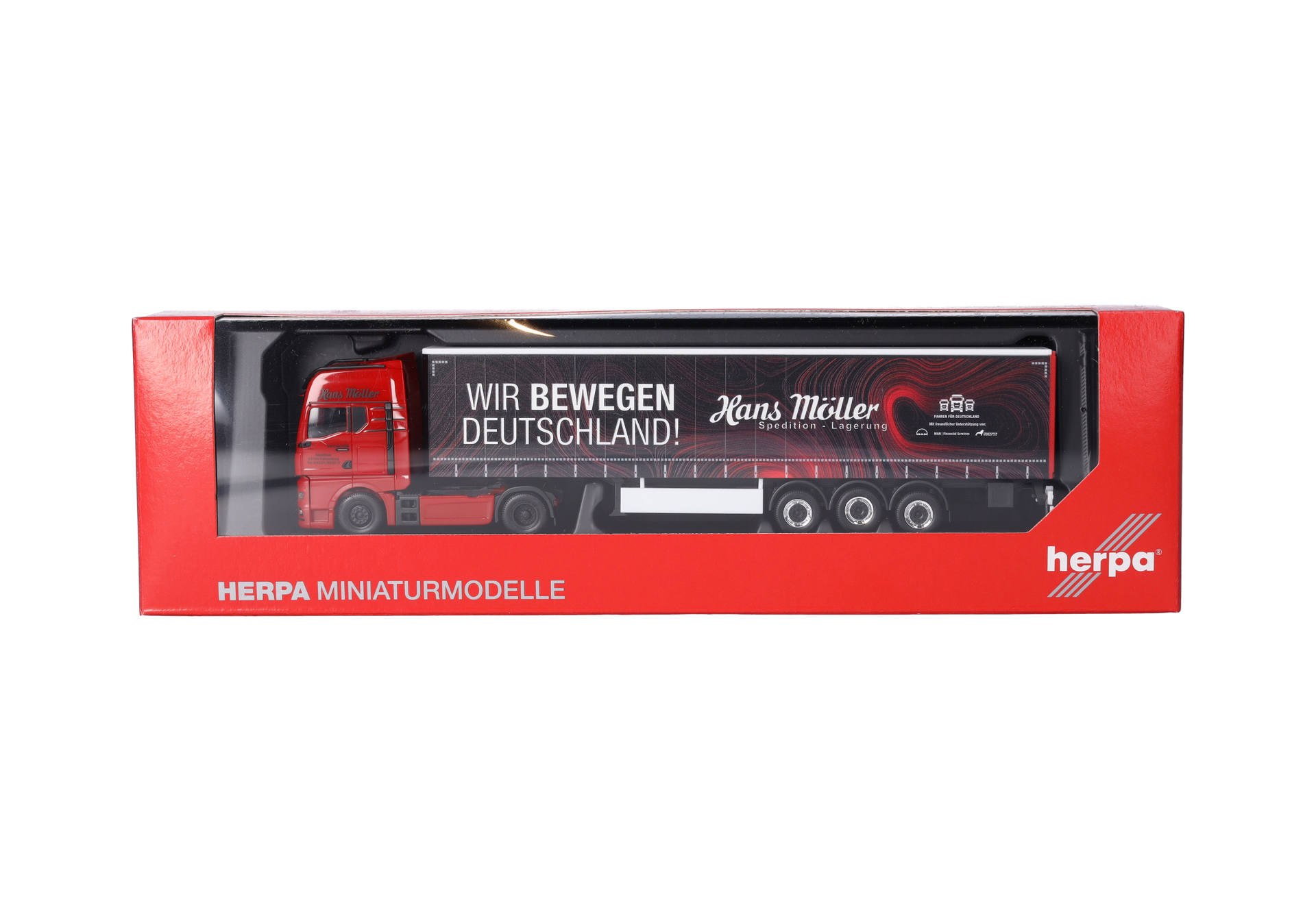 MAN TGX GX curtain canvas semitrailer truck "Hans Möller / Wir bewegen Deutschland"