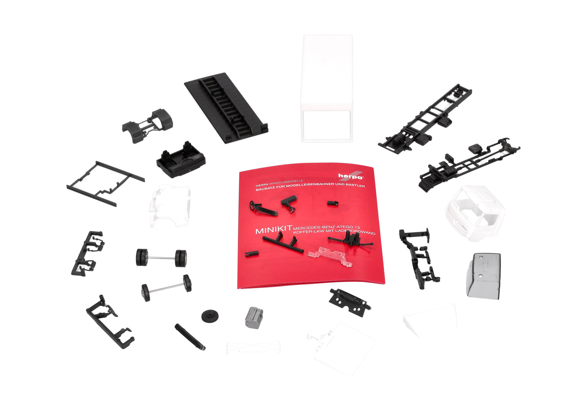 Herpa MiniKit: Mercedes-Benz Atego 13 box truck with rear tail lift, white (1 piece)