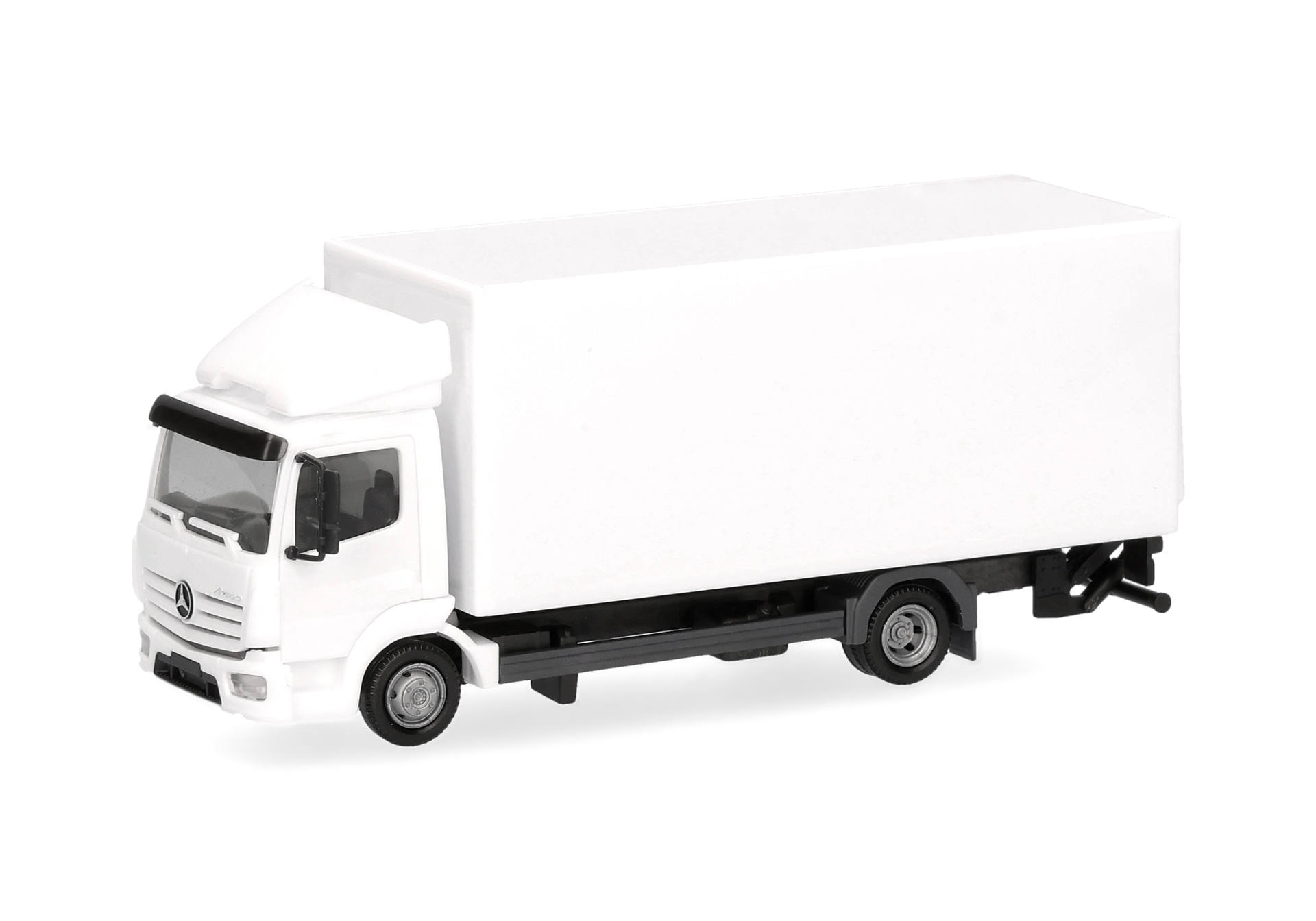 Herpa MiniKit: Mercedes-Benz Atego 13 box truck with rear tail lift, white (1 piece)
