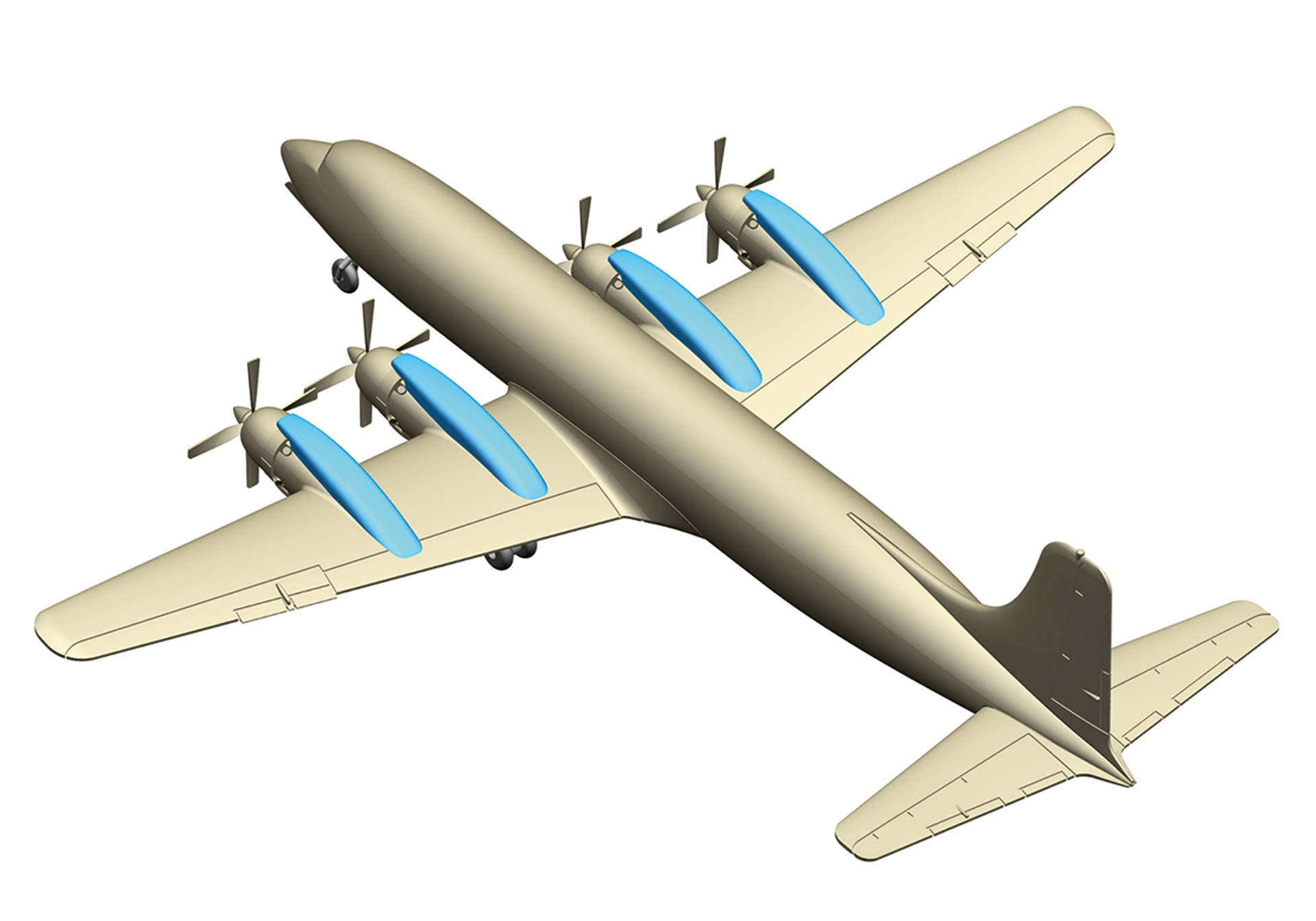 flugzeug, Propellerflugzeug, Vierzylinder?, Viermotoriges Flugzeug, Militärstil