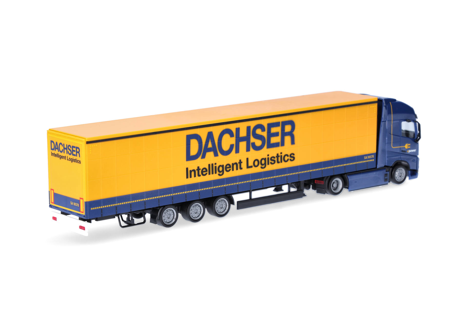 semi-trailer, dump truck, orange trailer, blue tractor, logistics truck
