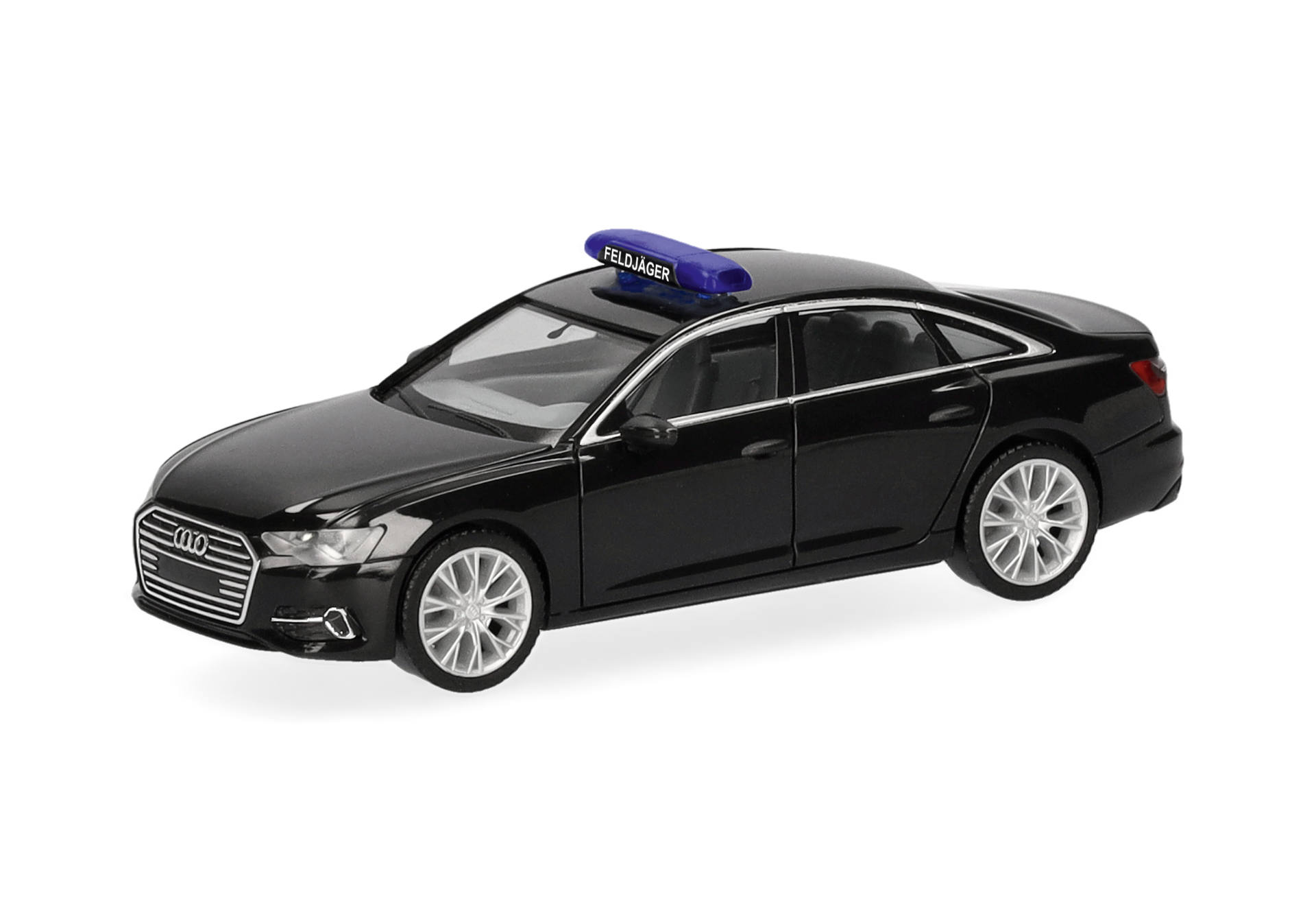 toy car, police light, black car, sedan, model car