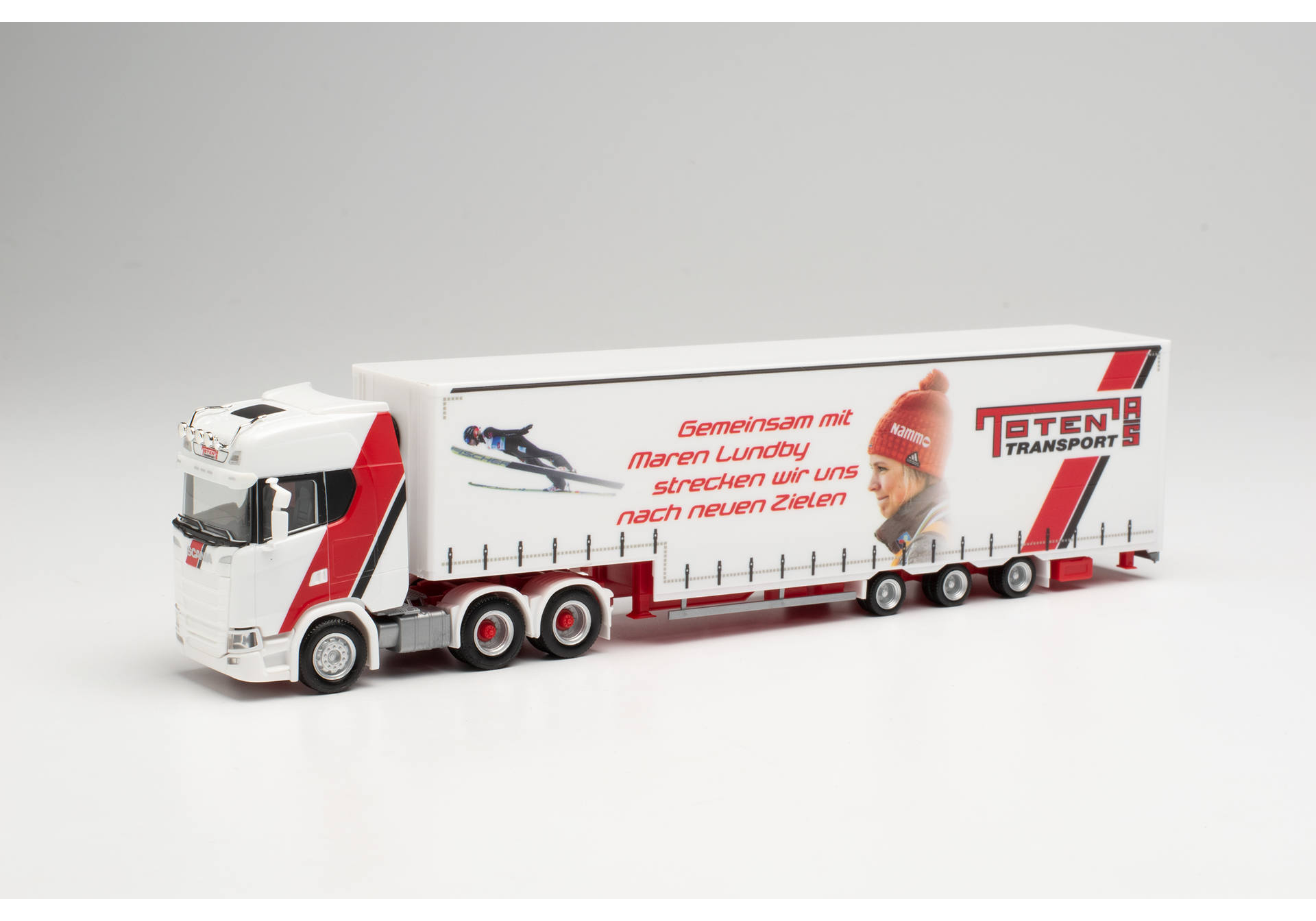 Scania CS 20 high roof 6×4 Meusburger semitrailer "Toten Transport / Maren Lundby"