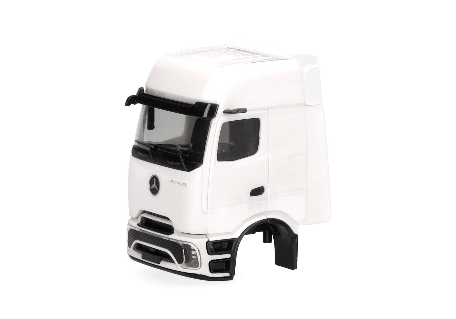 truck cab, model truck, white cab, Mercedes logo, front grille