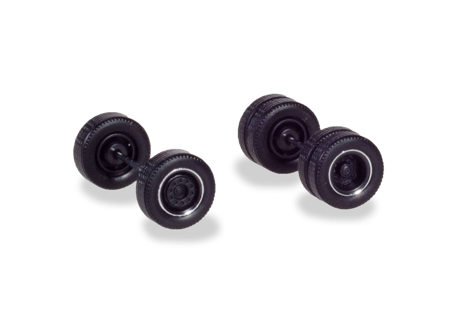 Set of wheels for trucks black with chromium ring, Content: 4 pieces
