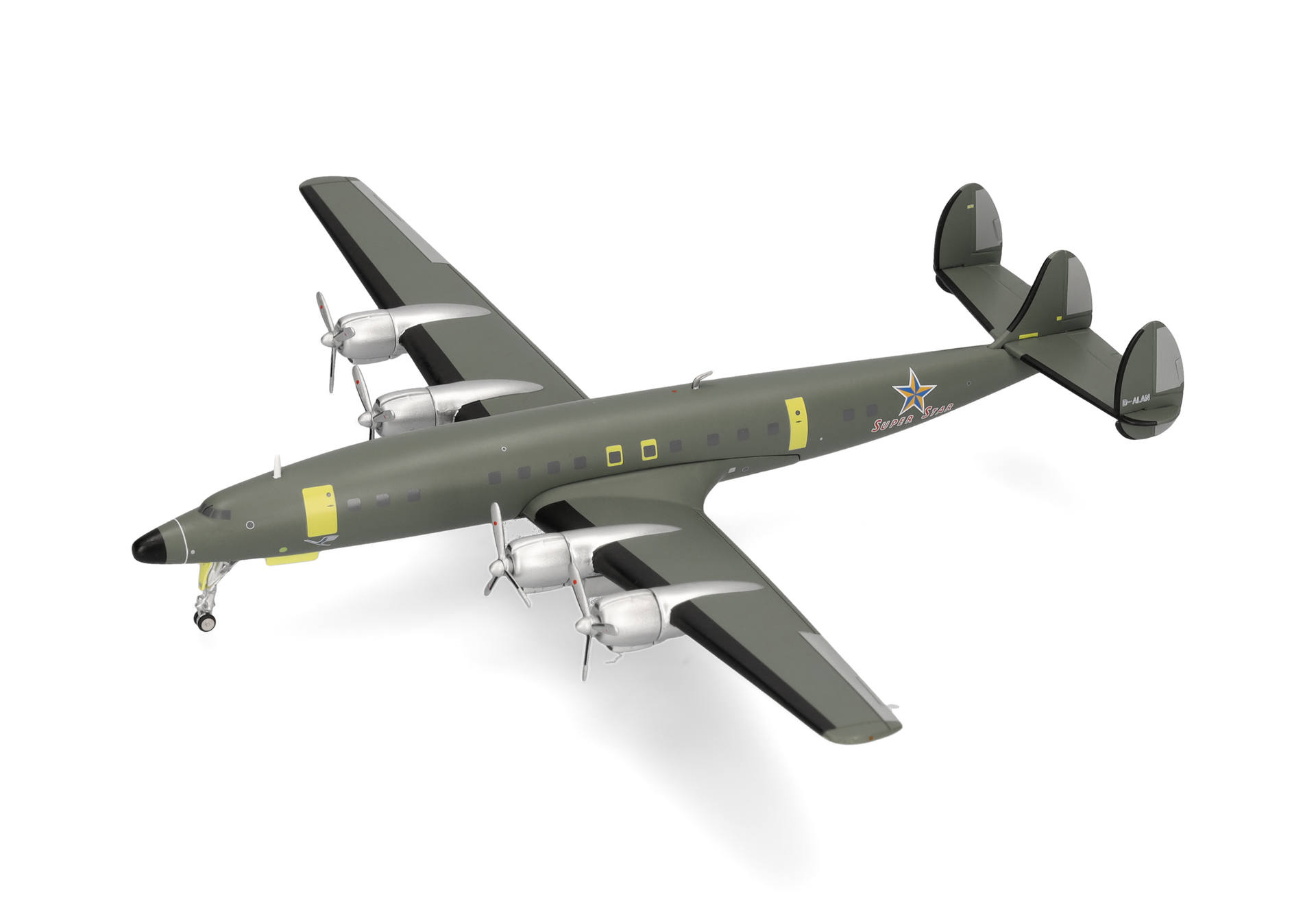 military aircraft, propeller plane, four-engine, olive drab, twin-tail