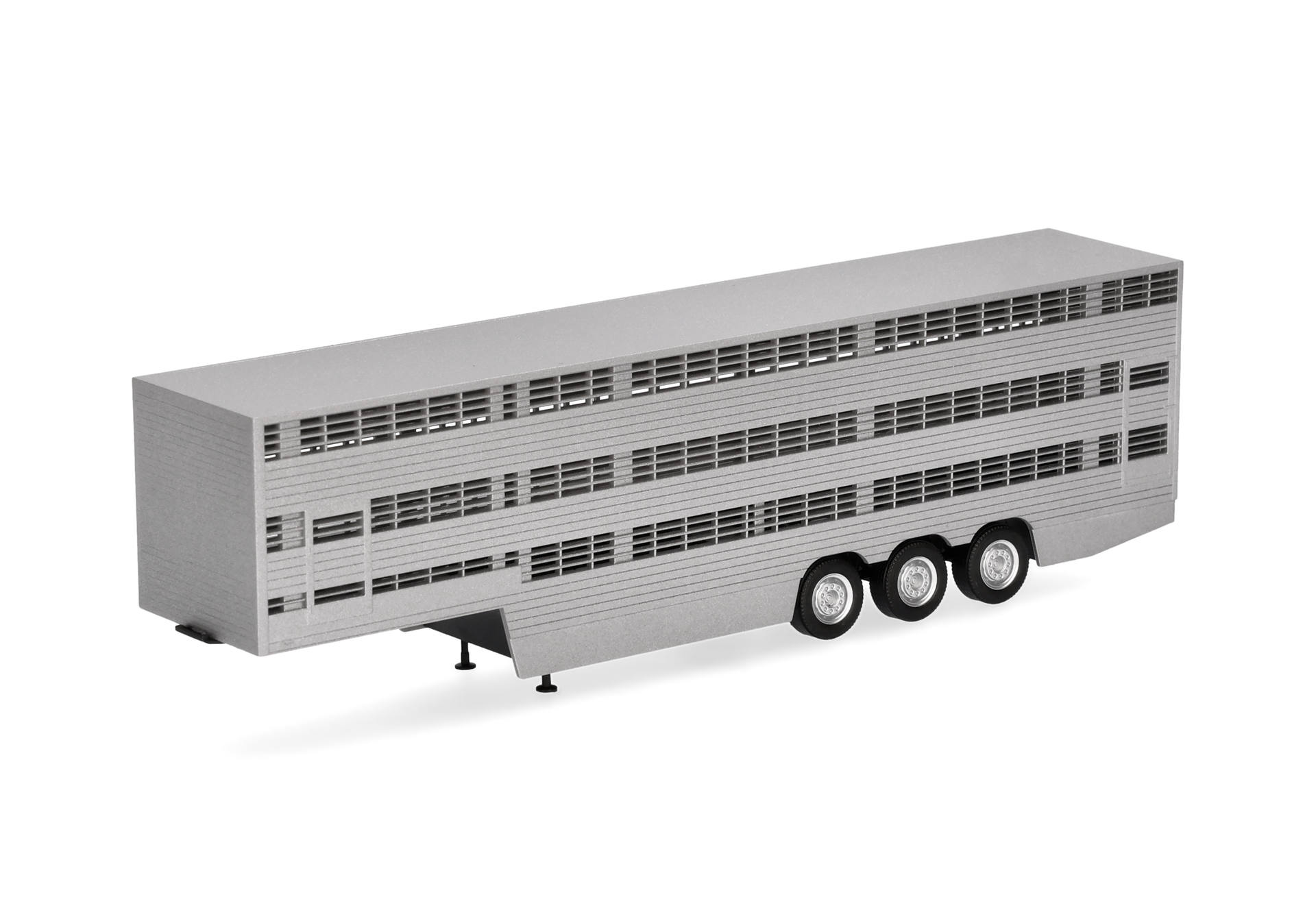 trailer,  livestock trailer,  aluminum,  gray,  three-axle trailer, trailer, livestock, gooseneck?, multi-axle, gray