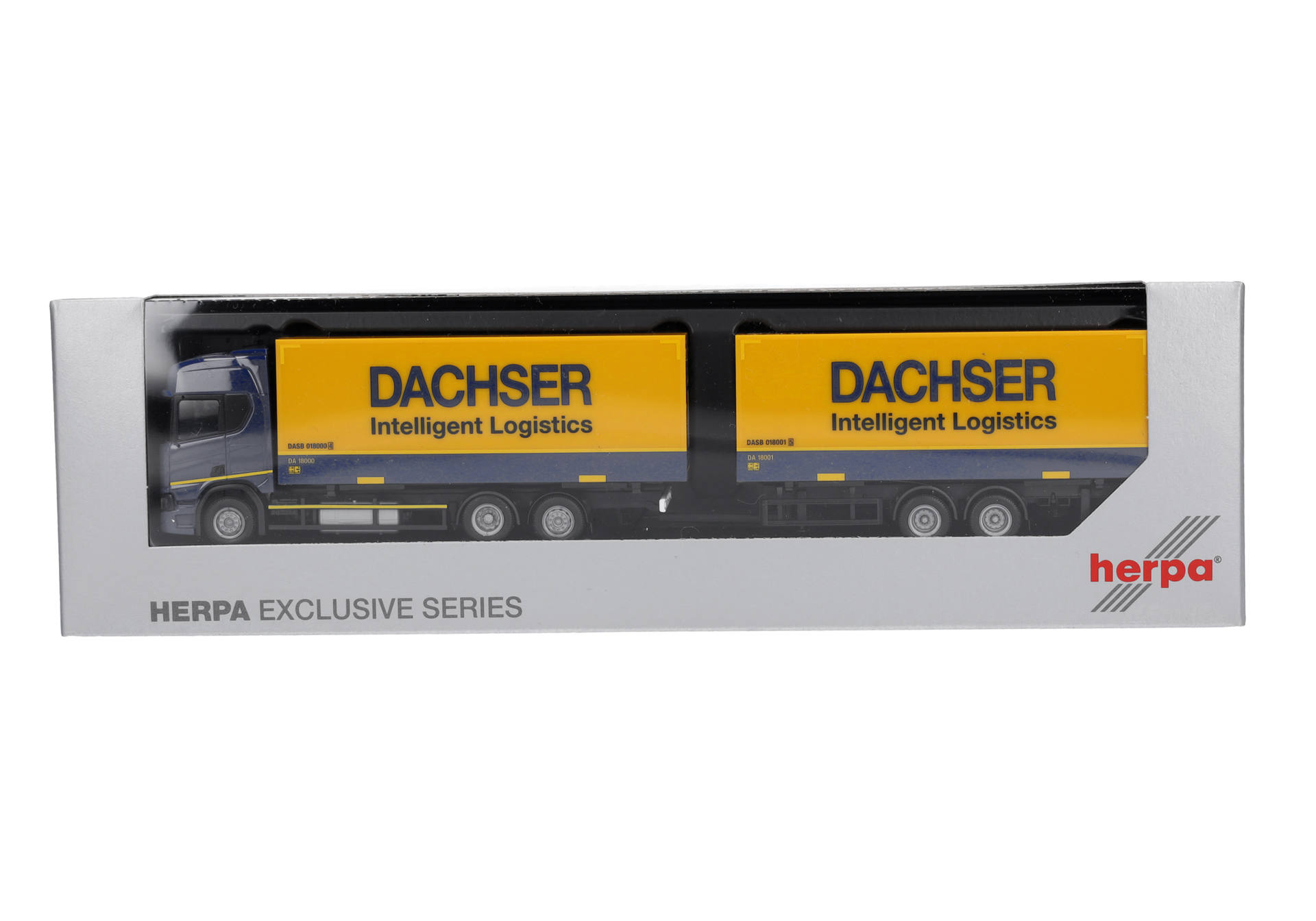 Scania CR20 HD Wechselkoffer-Tandemhängerzug "DACHSER - Intelligent Logistics"