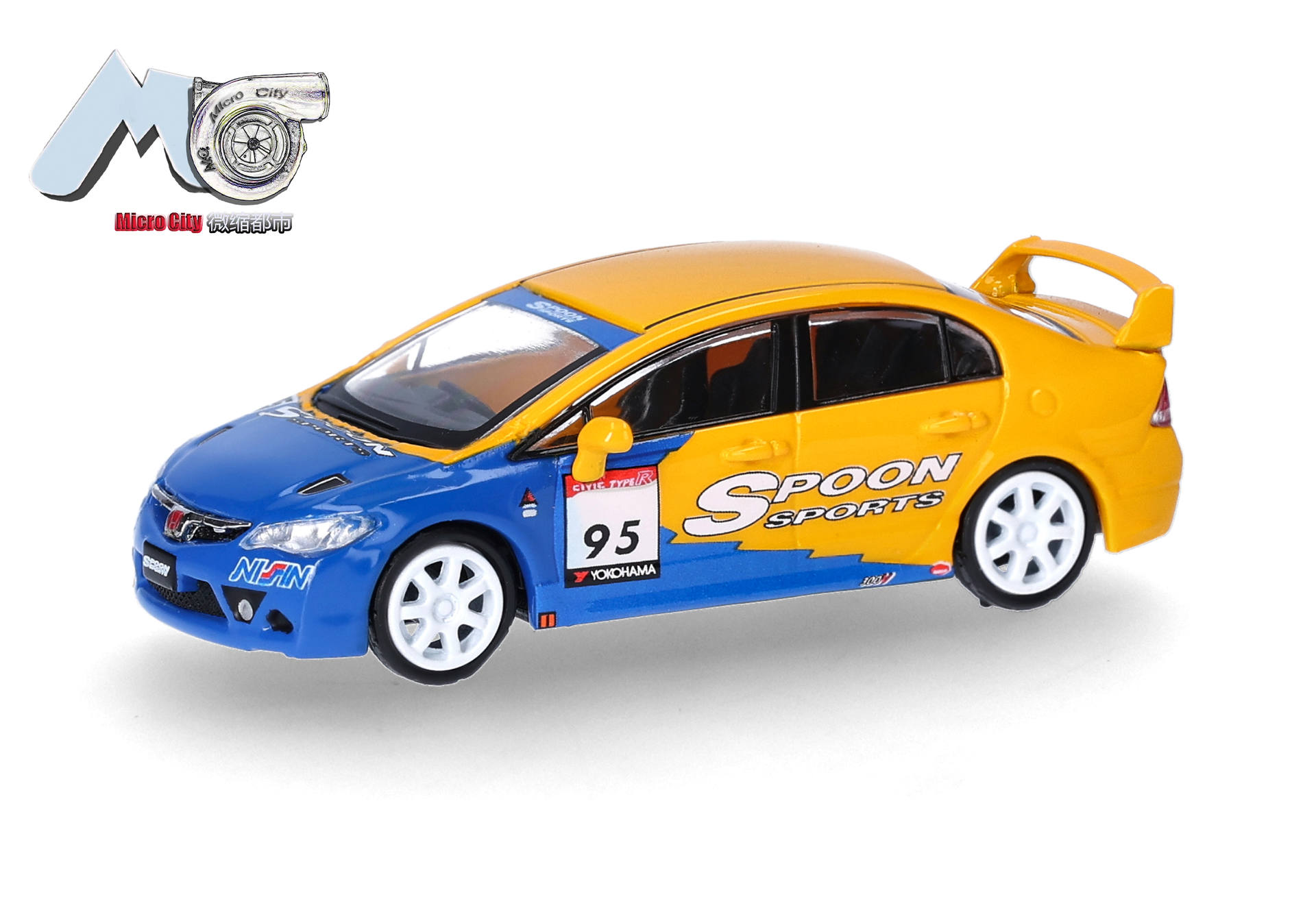 spielzeugauto, blechspielzeug, rennauto, blau gelb,  spoon sports, Spielzeugauto, Diecast, Rennwagen, Gelb Blau, Laufsport