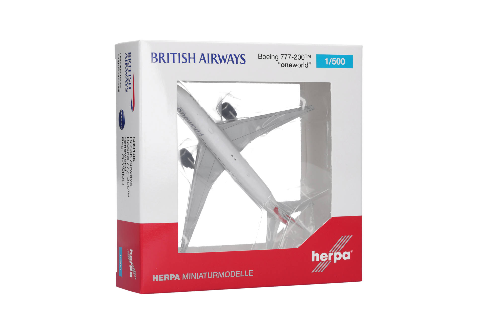 aircraft model, 1/500 scale, box packaging, white red, plastic model kit