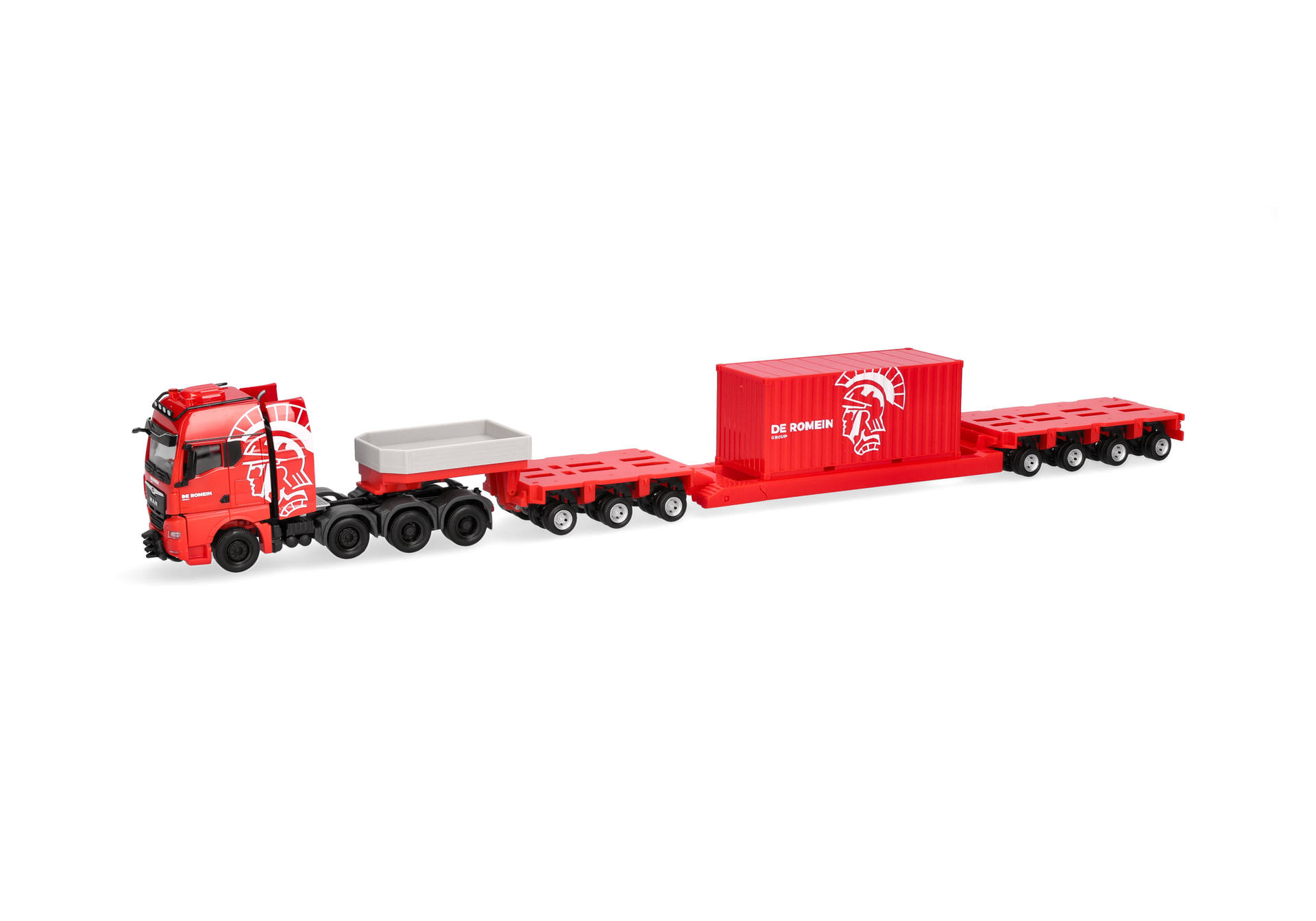 truck, semi-truck, flatbed, red, trailer