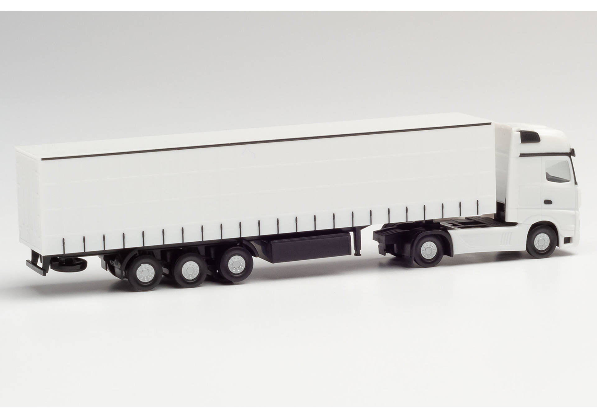 Herpa MiniKit: Mercedes-Benz Actros curtain canvas semitrailer truck, white