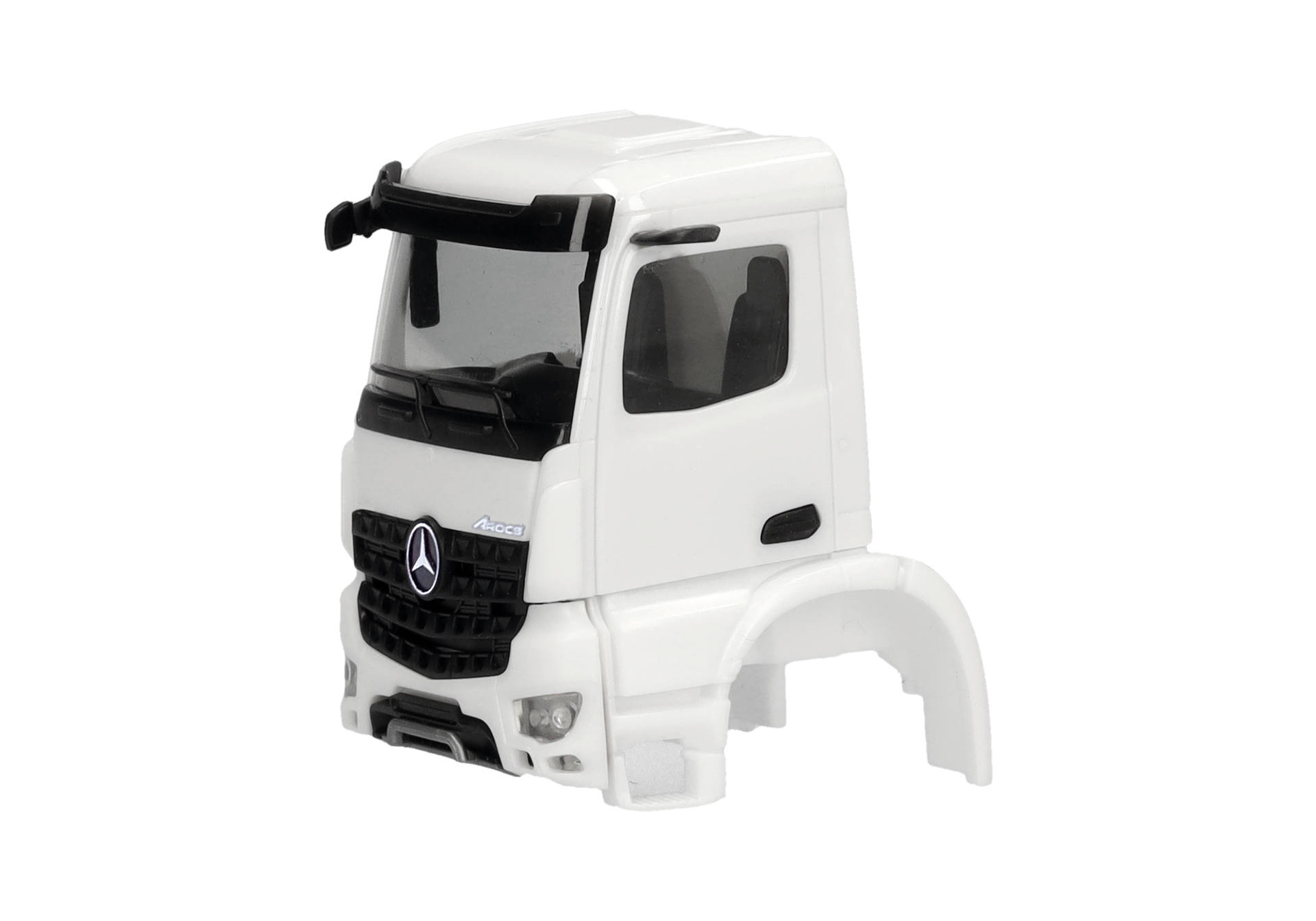 truck cab, white color, truck grille, front windshield, cab roof