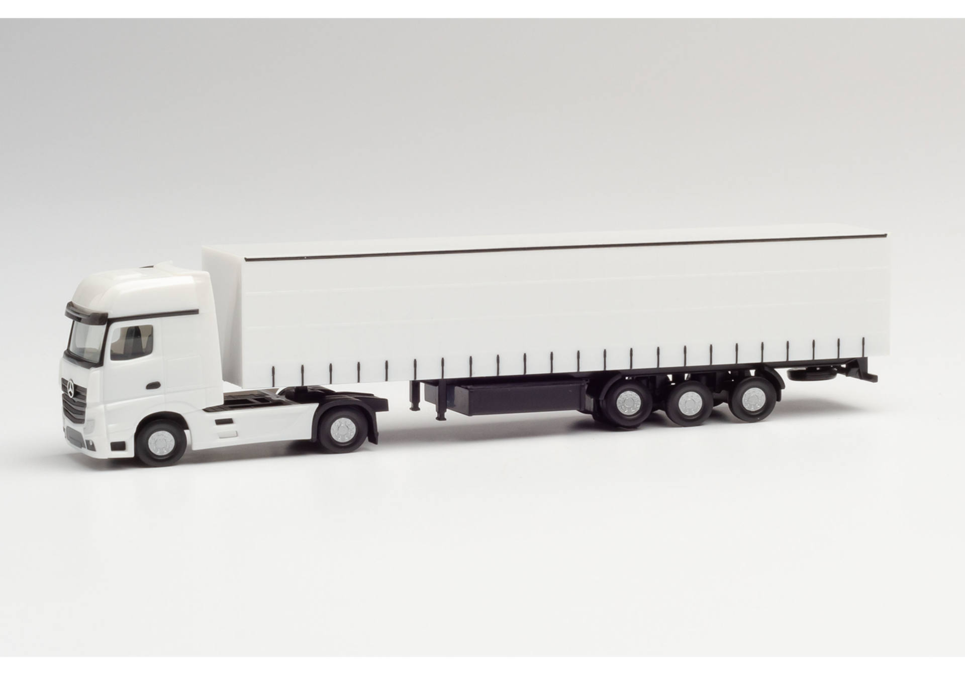 Herpa MiniKit: Mercedes-Benz Actros curtain canvas semitrailer truck, white