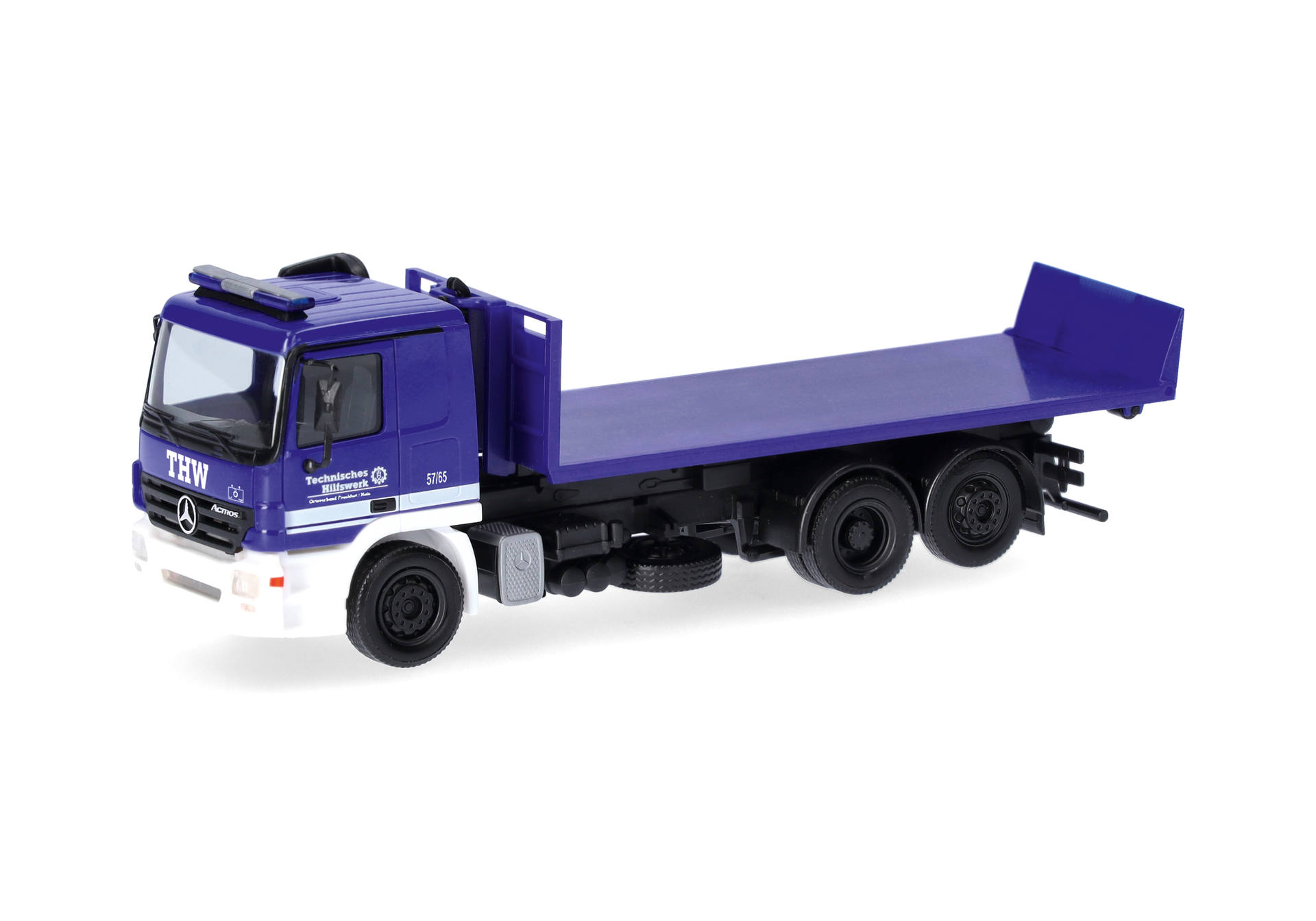 truck, toy, flatbed, blue, mercedes