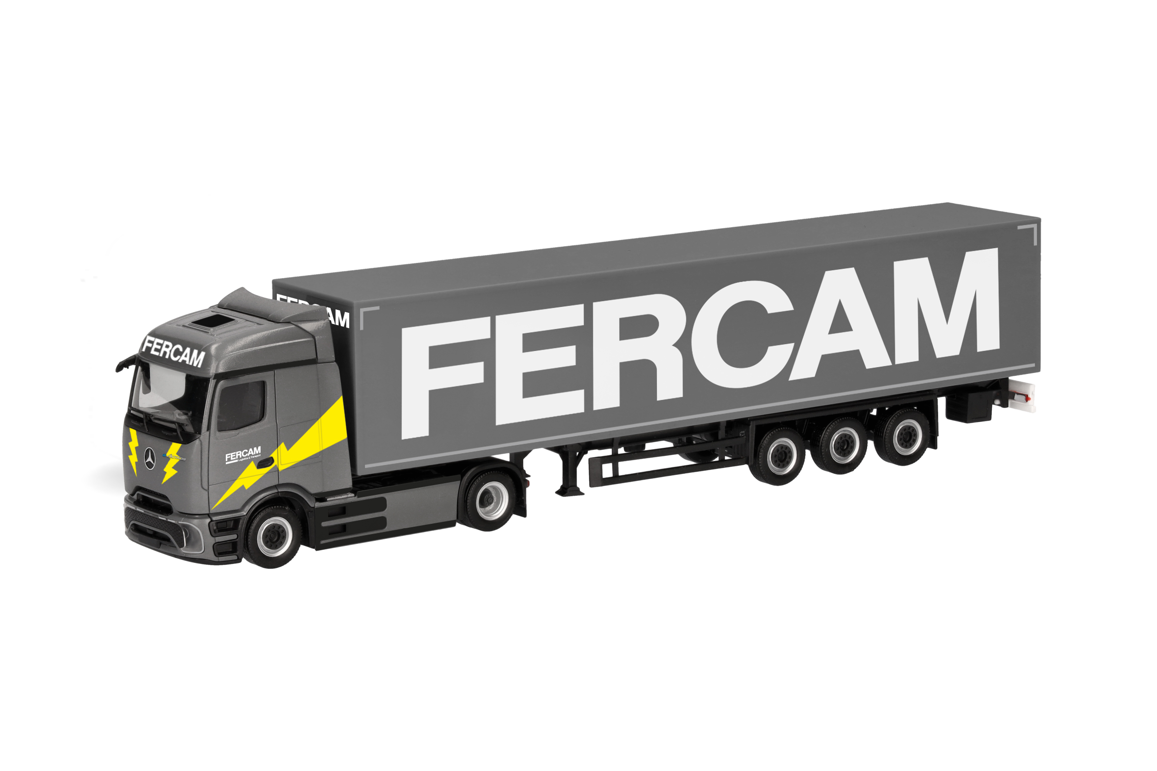 Mercedes-Benz eActros 600 ProCabin Streamspace  curtain canvas semitrailer truck "Fercam" (Italy)