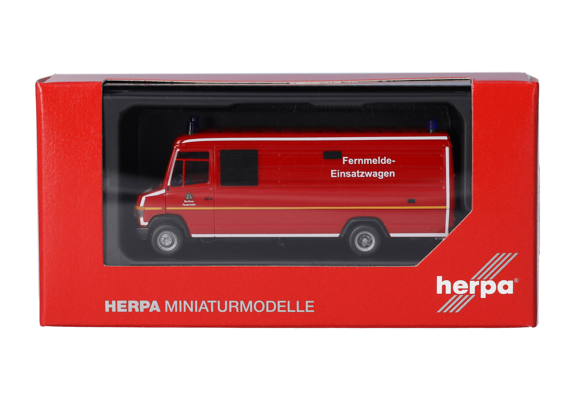 miniature, model vehicle, fire department, red van, box packaging