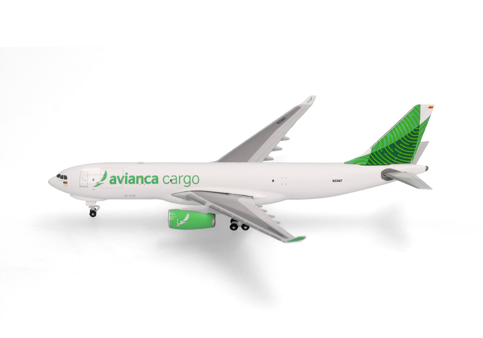airplane, cargo aircraft, white fuselage, green tail, engine pod