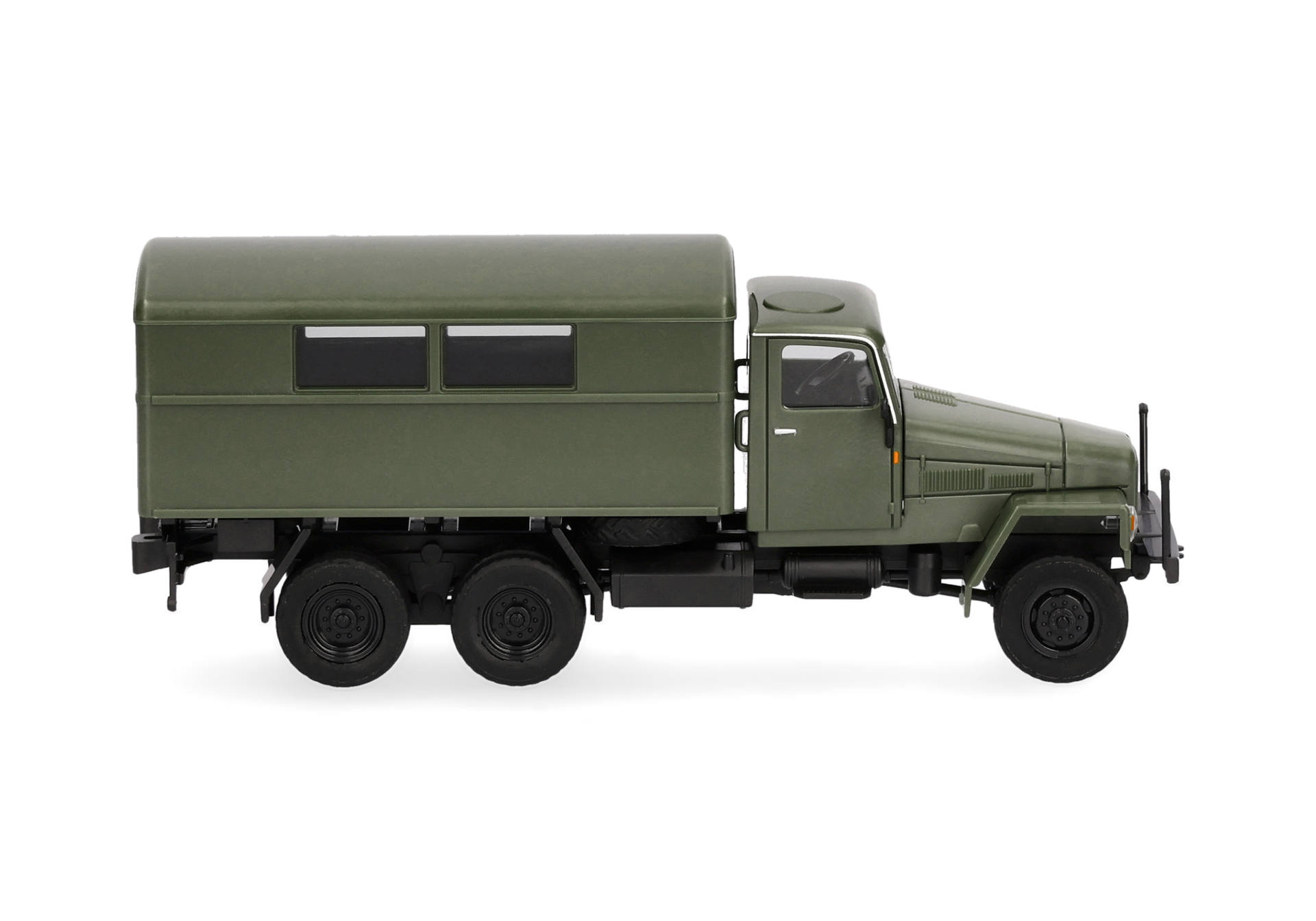 truck, military, green, cab-over, camper